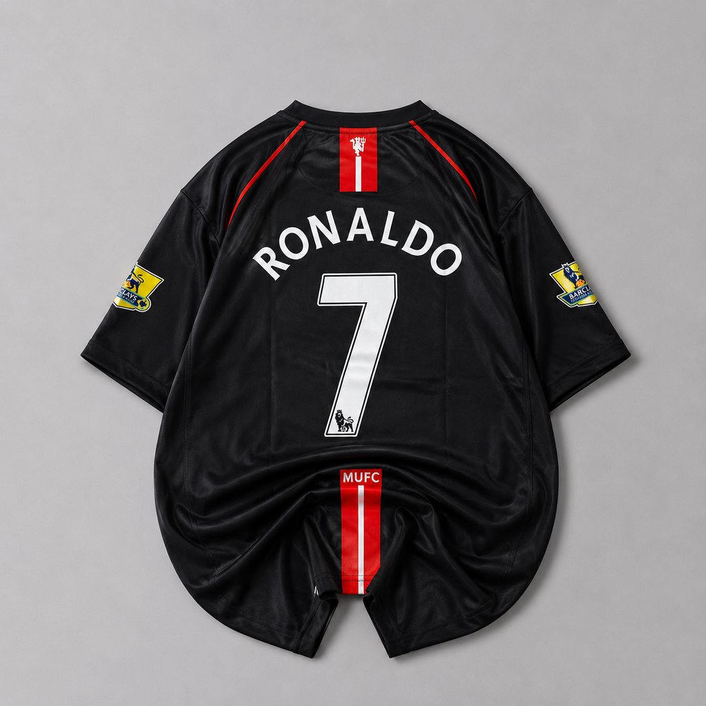 MANCHESTER UNITED AWAY 2007-08 | EMBROIDERY HALF SLEEVES