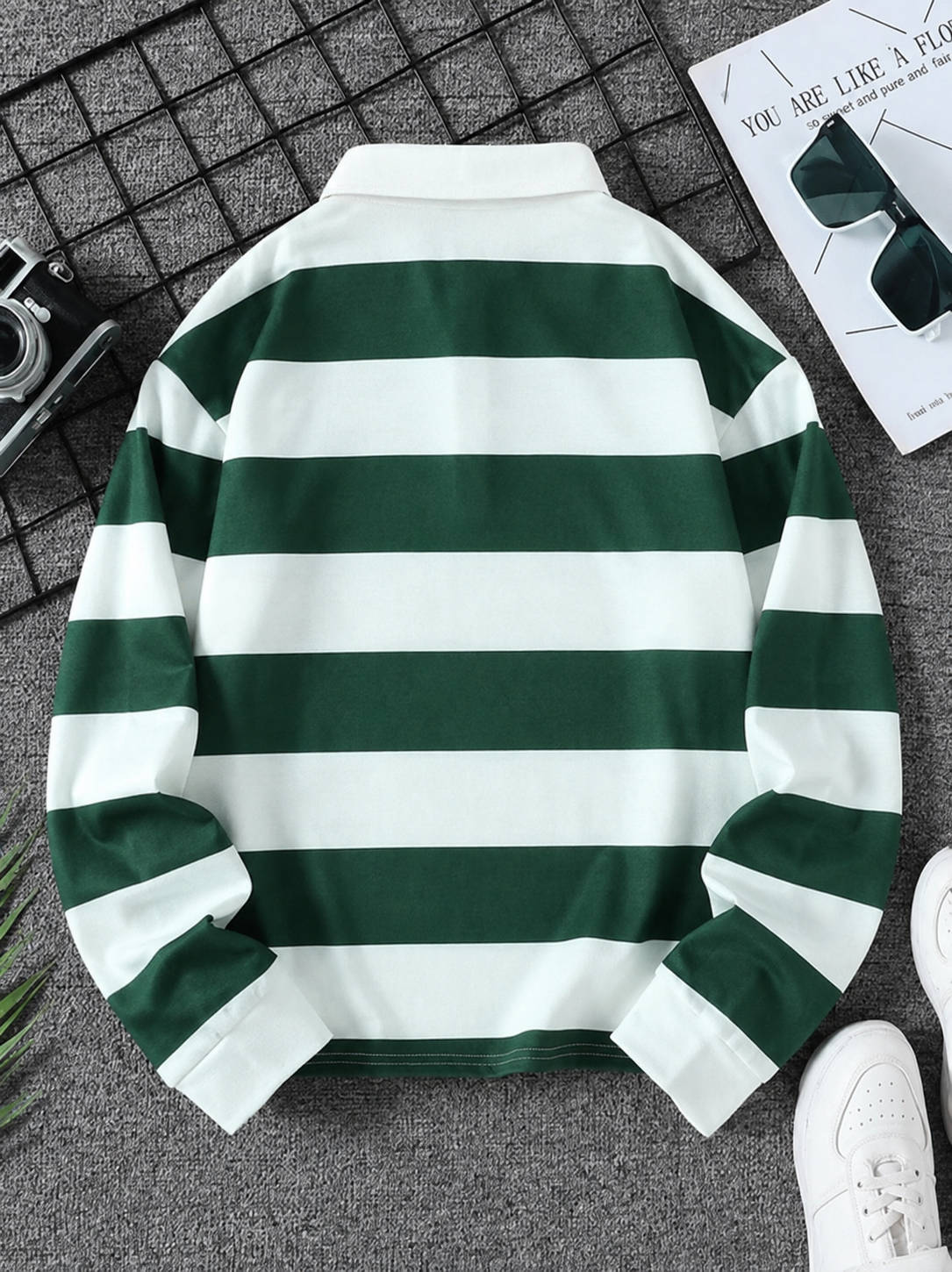 Men full sleeves stripted Sweatshirt - Green White