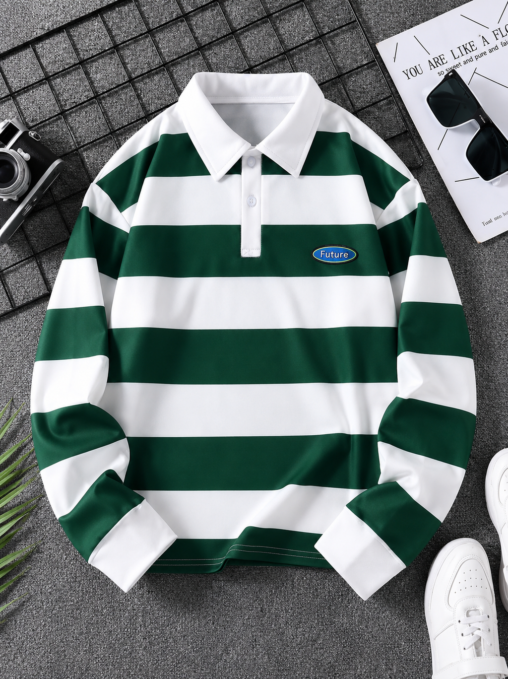 Men full sleeves stripted Sweatshirt - Green White