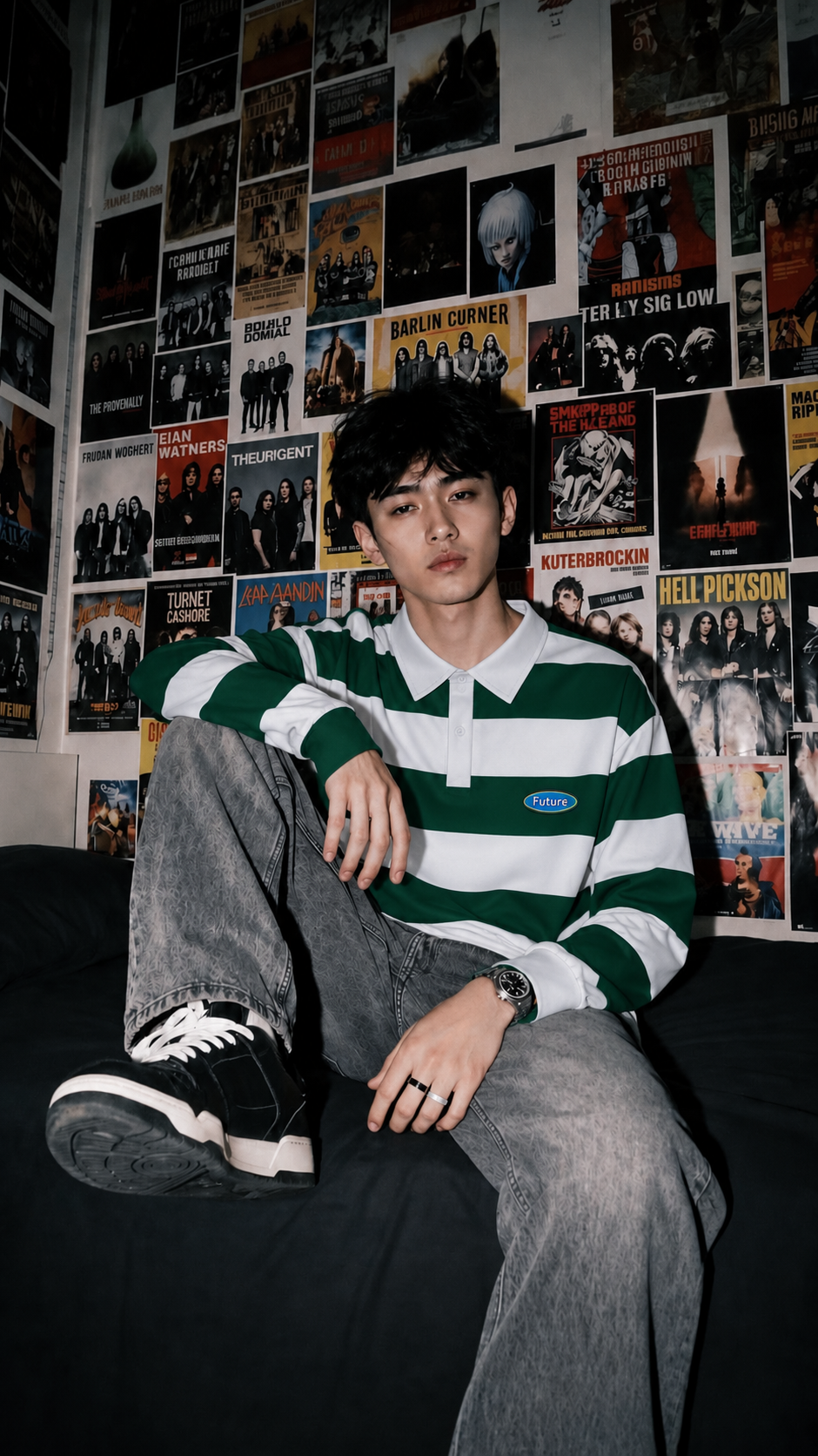 Men full sleeves stripted Sweatshirt - Green White