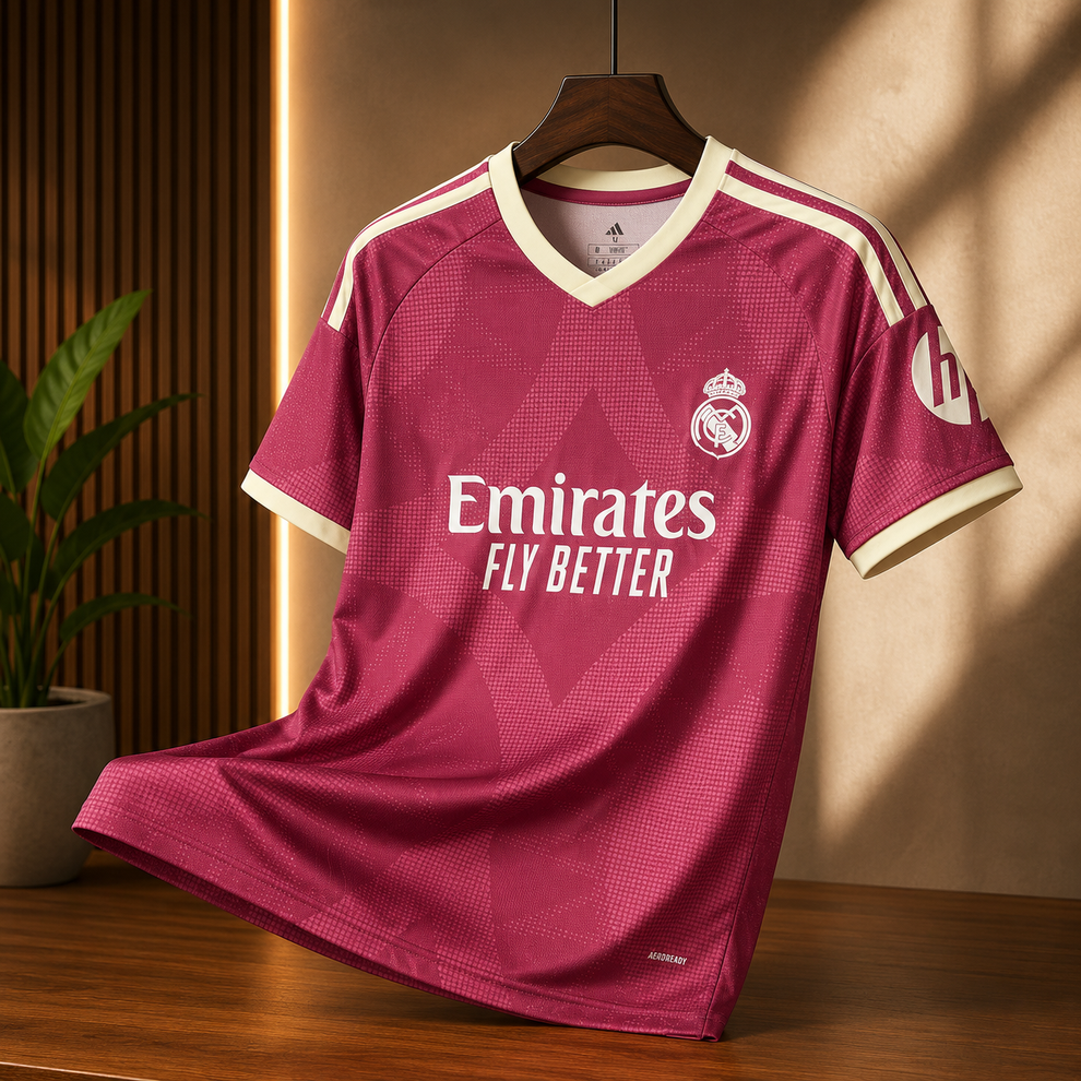 REAL MADRID THIRD 26/27 BURGUNDY RED MASTER VERSION JERSEY WITH LOGO