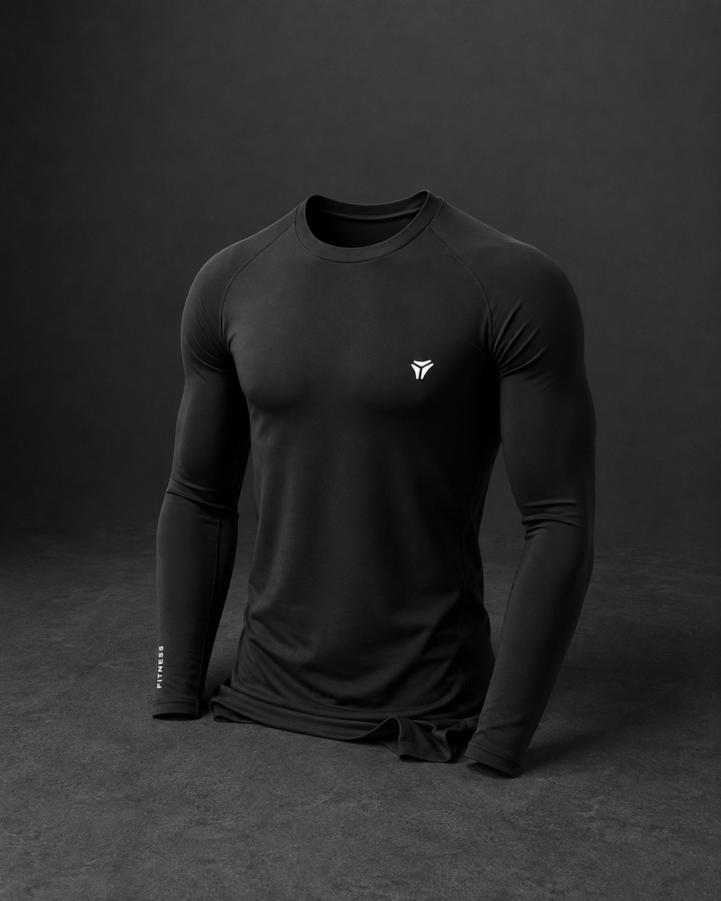 Compression Round Neck Polyester - Black T-Shirt