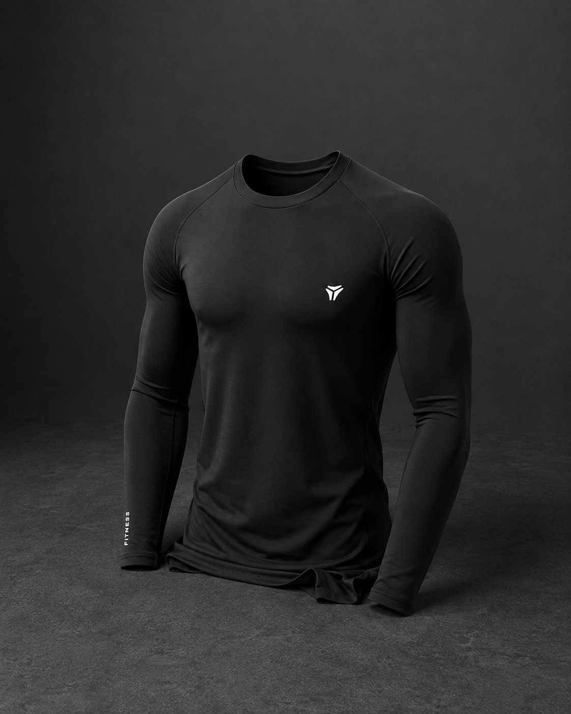 Compression Round Neck Polyester - Black T-Shirt