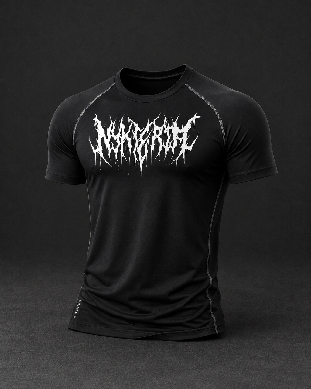 Compression Men typography graphic print Polyester - Black T-Shirt