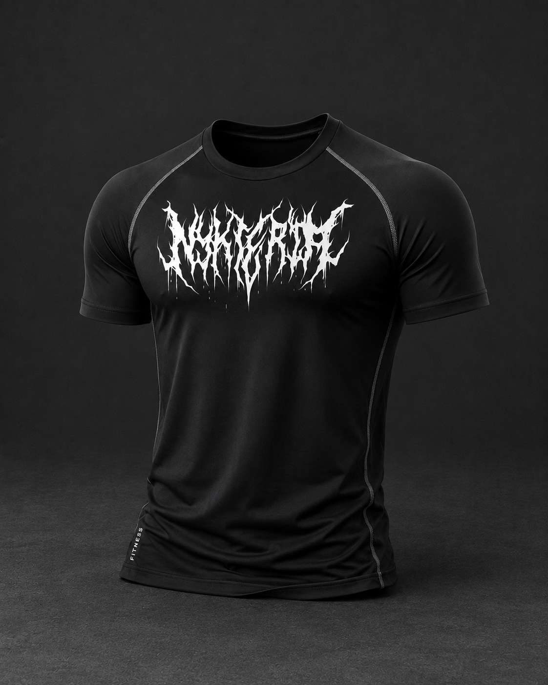 Compression Men typography graphic print Polyester - Black T-Shirt